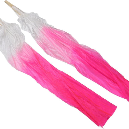 Dance Fan, 1 Pair Long Fan Belly Fans Folding Performance Classical (Pink)