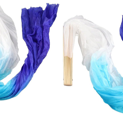 Dance Fan, 1 Pair Long Fan Belly Fans Folding Performance Classical (Blue)
