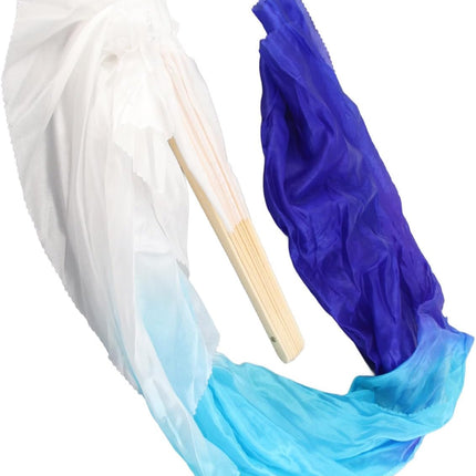 Dance Fan, 1 Pair Long Fan Belly Fans Folding Performance Classical (Blue)