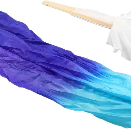 Dance Fan, 1 Pair Long Fan Belly Fans Folding Performance Classical (Blue)