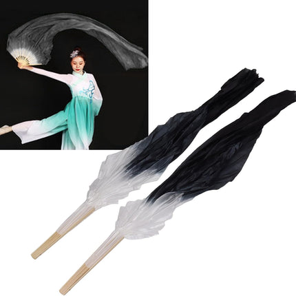 Dance Fan, 1 Pair Long Fan Belly Fans Folding Performance Classical (Black)
