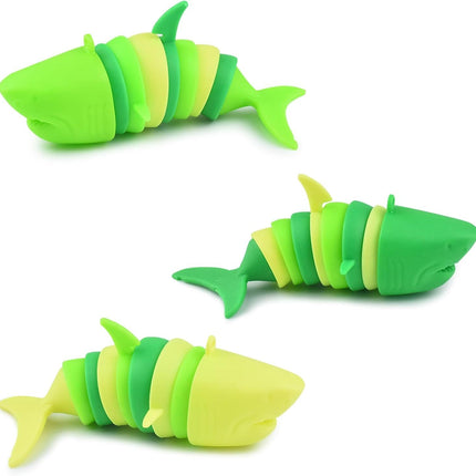3 PCS Fidget Sharks Toys for Adults,3D Articulated Caterpillar Sensory Stress Relief Flexible Hand Toy, Ideal Party Favor Colorful Office Desk Toys