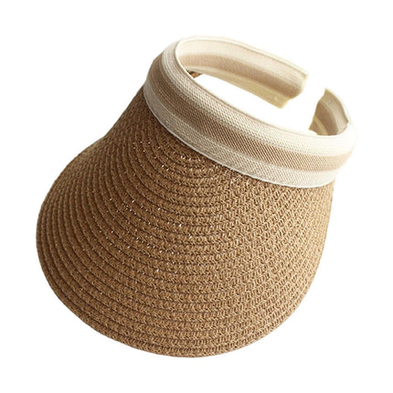 Sun Visor Hat Wide Brim Straw Cap, Khaki