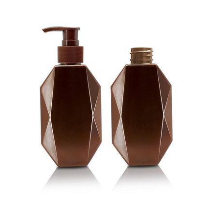 300/500ml Soap Dispenser Refillable Widely Applied PET Irregular Shampoo Pump Bottle for Home-Coffee 300ml