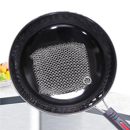 Stainless Steel Cast Iron Skillet Cleaner Chainmail Scrubber-6inch