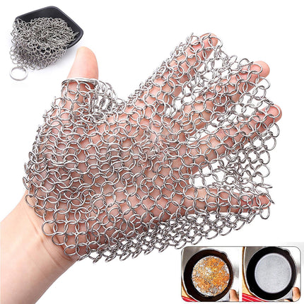 Stainless Steel Cast Iron Skillet Cleaner Chainmail Scrubber-6inch