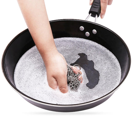 Stainless Steel Cast Iron Skillet Cleaner Chainmail Scrubber-6inch