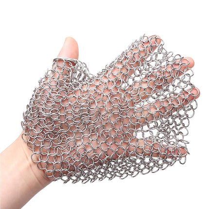 Stainless Steel Cast Iron Skillet Cleaner Chainmail Scrubber-6inch