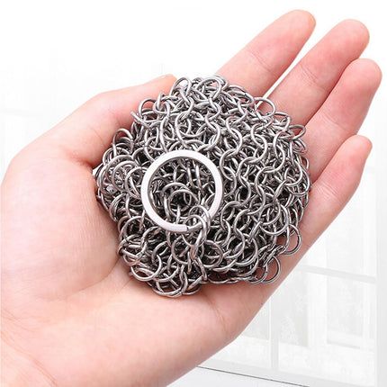 Stainless Steel Cast Iron Skillet Cleaner Chainmail Scrubber-6inch