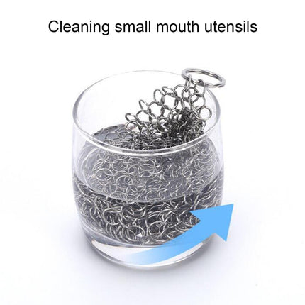 Stainless Steel Cast Iron Skillet Cleaner Chainmail Scrubber-6inch