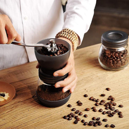 Manual Coffee Grinder - Glass Storage Jar Hand Mill Kitchen Coffee Gadgets