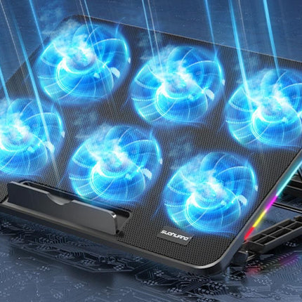 Portable Gaming Laptop Cooling Pad 6 Powerful Fan Table Stand Cooler with Phone Holder