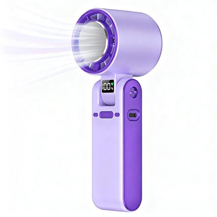 Handheld Portable Fan with Ice Cooler 100-Speed Rechargeable Handheld Fan - Purple