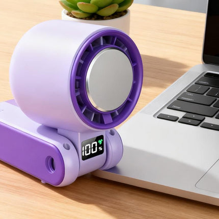 Handheld Portable Fan with Ice Cooler 100-Speed Rechargeable Handheld Fan - Purple