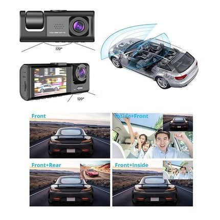 3 Channel Dash Cam Front and Rear Inside with 32GB SD Card 1080P Dash Camera Full HD 170 Degree Wide Angle Dashboard Camera