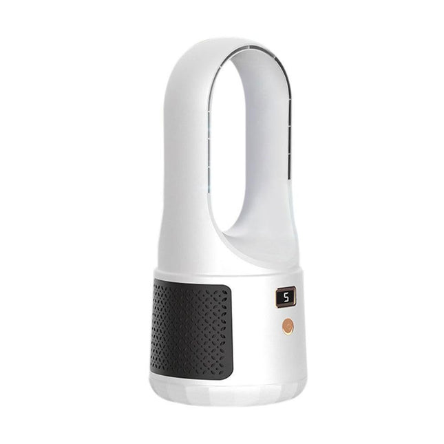 Bladeless Desk Fan Quiet 3 Speed Adjustaable Digital Display Cool Fan for Office Home White