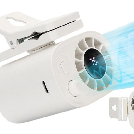 Car Clip-On Fan with LED Display - 100-Speed Adjustable Portable Fan for Camping & Umbrella Use