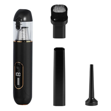 2-Mode Adjustable Cordless Handhtaeld Vacuum Cleaner Set Portable Digital Display Dust Cleaner for Car Home Black