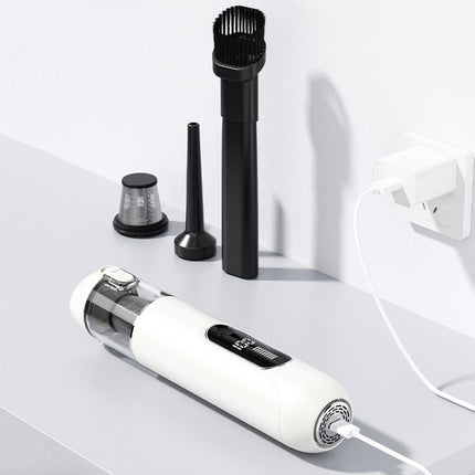 2-Mode Adjustable Cordless Handhtaeld Vacuum Cleaner Set Portable Digital Display Dust Cleaner for Car Home White