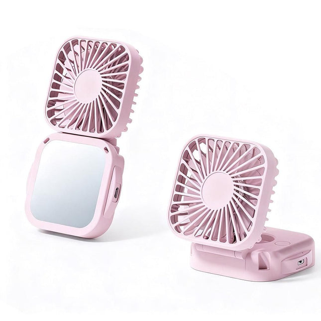 Mini Foldable Neck Hanging Fan Portable USB Rechargeable Personal Cooler Pink