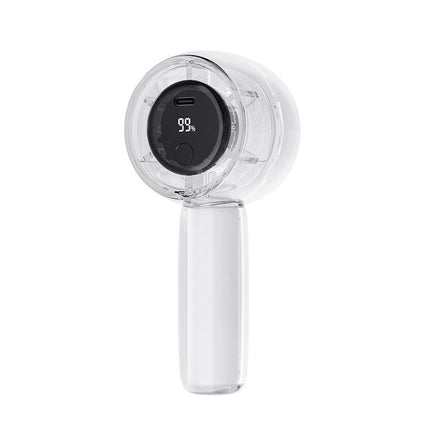 Mini Transparent Handheld Fan with LED Color Display and Rechargeable Battery Purple
