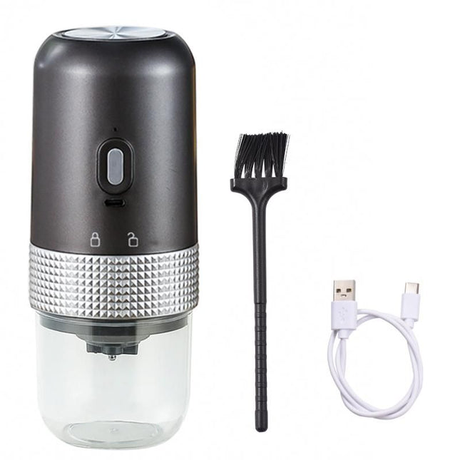 1pc Portable Electric Burr Coffee Grinder Grey 18.8cm 13W USB Rechargeable