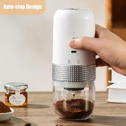 1pc Portable Electric Burr Coffee Grinder Grey 18.8cm 13W USB Rechargeable