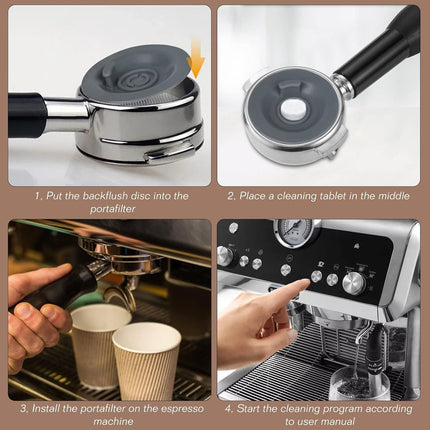 2-Piece 54mm Grey Coffee Machine Reverse Rinse Cleaning Tablet compatible with Breville 8/9