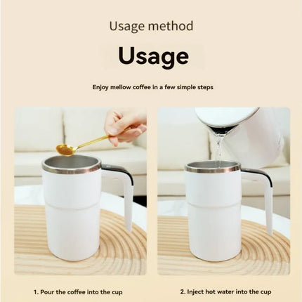 Electric Stirring Cup White 8x13.8cm 380ml with Temperature Display 1pc