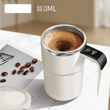 Electric Stirring Cup White 8x13.8cm 380ml with Temperature Display 1pc