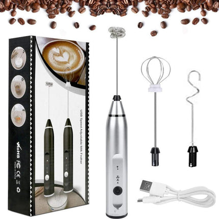 Rechargeable Electric Milk Frother 3-Mode Drink Mixer Egg Beater Blender Set 1Pc