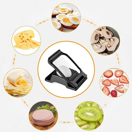 Aluminum Alloy Egg Slicer for Hard Boiled Eggs Strawberry Slicer for Salad-Black