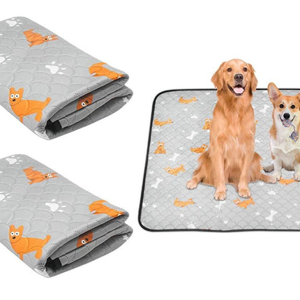 2Pcs Washable Pet Dog Training Pee Pad Reusable Absorbent Cushion Pet Pee Mat-Light Gray S