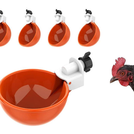 10Pcs Chicken Water Cup Feeder Automatic Drinking Bowl Poultry Cup-Orange