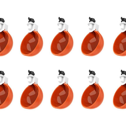 10Pcs Chicken Water Cup Feeder Automatic Drinking Bowl Poultry Cup-Orange