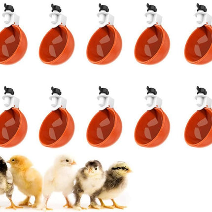 10Pcs Chicken Water Cup Feeder Automatic Drinking Bowl Poultry Cup-Orange