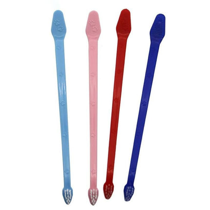 10 Pcs Pet Toothbrush Dual-End Long Handle for Dogs Cats