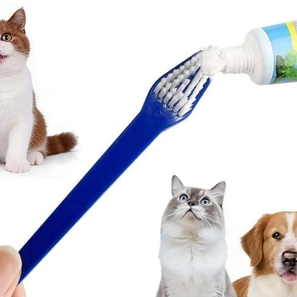 10 Pcs Pet Toothbrush Dual-End Long Handle for Dogs Cats