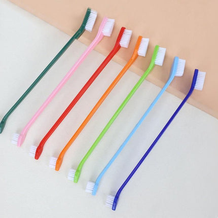 10 Pcs Pet Toothbrush Dual-End Long Handle for Dogs Cats