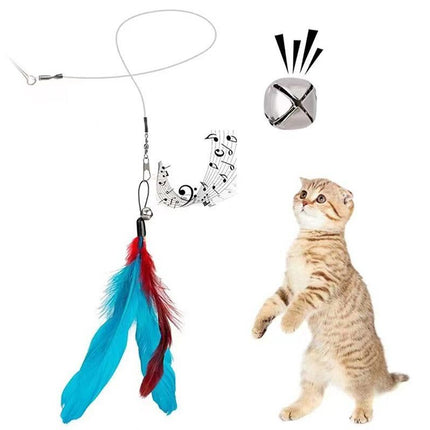 12Pcs Kitten Cat Feather Toy Bell Wand Teaser Rod Interactive Play Pet Toy