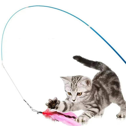 12Pcs Kitten Cat Feather Toy Bell Wand Teaser Rod Interactive Play Pet Toy