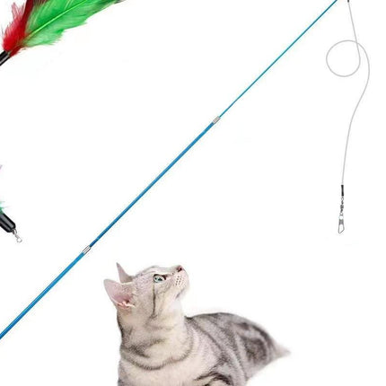 12Pcs Kitten Cat Feather Toy Bell Wand Teaser Rod Interactive Play Pet Toy