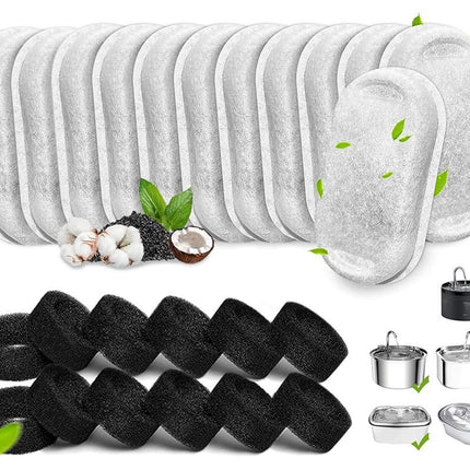12 Sets Carbon Filters Water Fountain Replacement for Pet Dog Cat Water Drinking