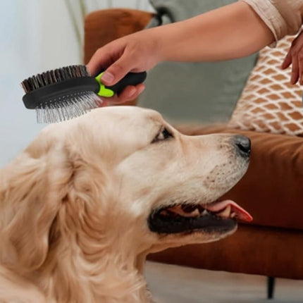 2 Pack Pet Grooming Brush Set Deshedding Double Sided Comb Massage Brush-Green
