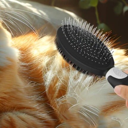 2 Pack Pet Grooming Brush Set Deshedding Double Sided Comb Massage Brush-Black