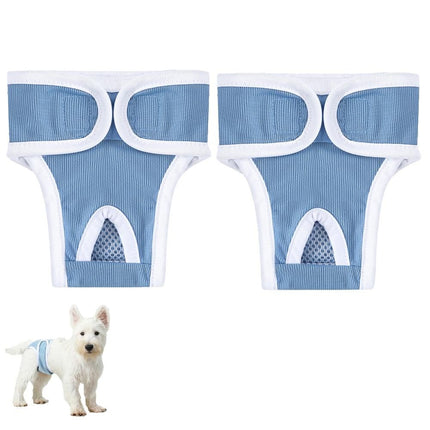 2pcs Dog Diapers Reusable Washable Nappy Wraps Panties for Pets Period Underpants-Blue L