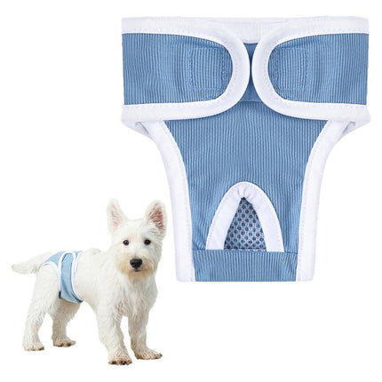 2pcs Dog Diapers Reusable Washable Nappy Wraps Panties for Pets Period Underpants-Blue XL
