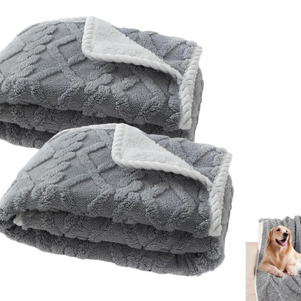2pcs Pet Blanket for Couch Protection Water Resistance Cats Dogs Blanket for Furniture Protector-Grey M