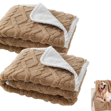2pcs Pet Blanket for Couch Protection Water Resistance Cats Dogs Blanket for Furniture Protector-Khaki L
