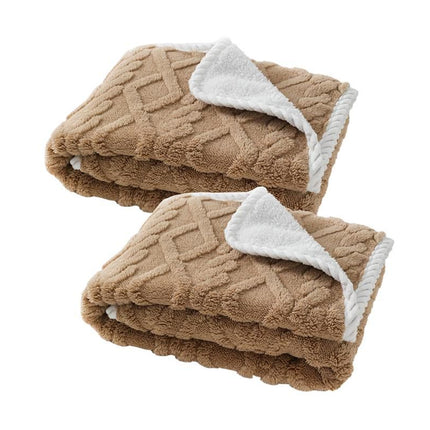 2pcs Pet Blanket for Couch Protection Water Resistance Cats Dogs Blanket for Furniture Protector-Khaki L